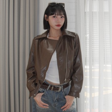 【Aa.chic】復古拉鍊短版皮外套(兩色).女裝/翻領/拉鍊/皮革/外套/短版/復古/穿搭【C161203】