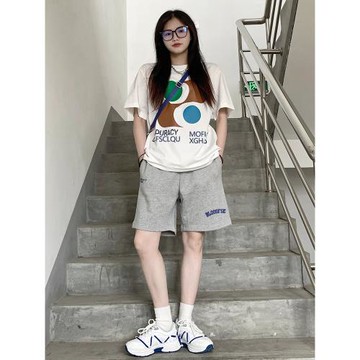 運動短褲女2026新款爆款美式五分褲夏季休閑寬松高腰灰色闊腿中褲