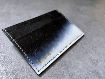 手染 皮革 黑色 白色 夜空 卡套 卡夾