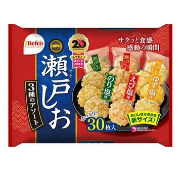 【江戶物語】栗山 瀨戶汐揚仙貝米果 柚子鹽/海苔鹽/蝦味 栗山米果 BEFCO 綜合仙貝3種類30入 日本原裝進口