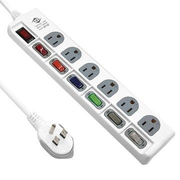 威電牌 3孔7開6座 防雷擊 突波 電腦 延長線 4尺/1.2M/CK-3762-4/條
