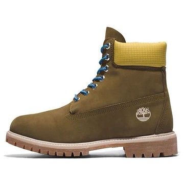 Timberland Premium 6 Inch Boots 'Olive Green Nubuck with Yellow Collar'