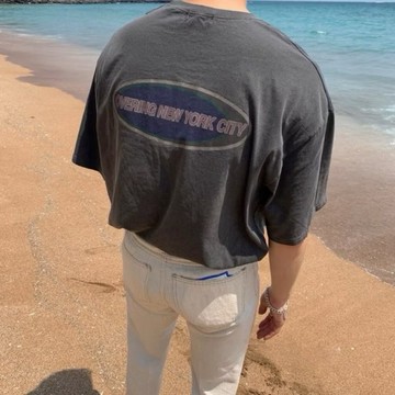 【PAGANS STORE】韓國代購 水洗 復古 仿舊 洗舊 純棉 寬鬆 落肩 短袖 短Tee (2 color)