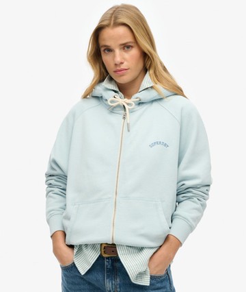 Superdry Women's Essential Logo Oversized Raglan Zip Hoodie Light Blue Size: 12