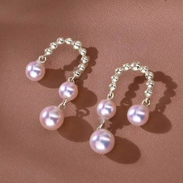 天然日本 Akoya 海水珍珠 耳環 極強光 18K黃金 小珍珠 天女級 U型設計 耳釘 耳飾