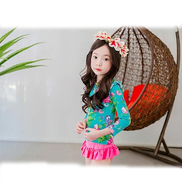 Biki比基尼妮泳衣，愛蜜莉長袖泳衣兒童泳衣泳裝(M-2XL)