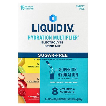 Liquid I.V., Hydration Multiplier®, Electrolyte Drink Mix, Variety Pack, Sugar-Free, 15 Sticks, 0.45 oz (13 g) Each