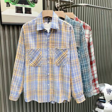 格子襯衫男 春秋2025百搭新款寬鬆休閒長袖復古潮
