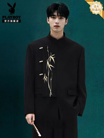 【痞帥國風】中山裝 西服套裝 訂婚禮服 中式男裝 國潮男裝 竹刺繡設計 高級感面料 新中式婚禮 商務宴會 痞帥男友風