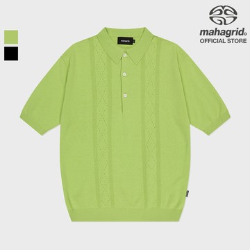 [MAHAGRID] 鑽石半針織馬球_unisex_korean styleDIAMOND HALF KNIT POLO