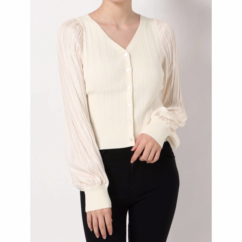 公式 Mercuryduo マーキュリーデュオ 2way異素材スリーブリブカーディガン 通販 Lineポイント最大1 0 Get Lineショッピング