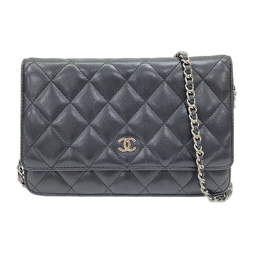 CHANEL 香奈兒 黑色 菱格紋 羊皮 Chain 鍊帶 肩背包 A33814 【二手名牌BRAND OFF】