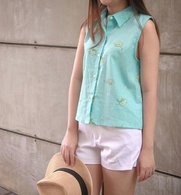 短版亞麻襯衫