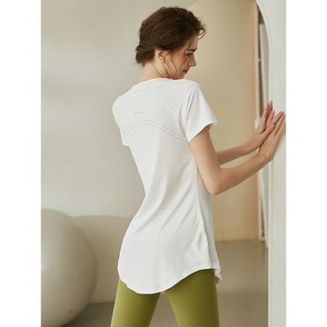 高級感運動上衣短袖女瑜伽服好看新款跑步健身普拉提長款T恤休閑