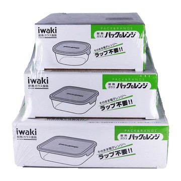 iwaki耐熱玻璃微波盒綠色3入組