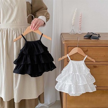 夏季初生小月齡女童寶寶包屁裙小女孩嬰幼兒夏天連衣裙吊帶哈衣裙