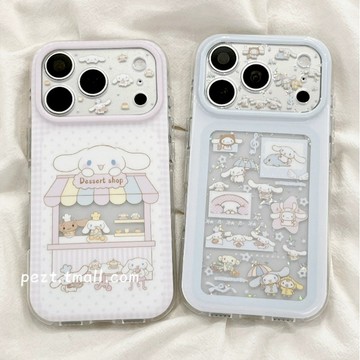 ins小紅書 日系少女 玉桂狗 iPhone 17 16 15 Pro max手機殼 雙層鏤空 閃粉星星 大耳狗 可愛