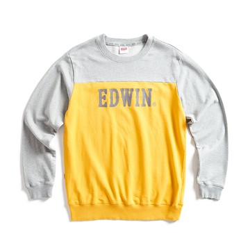 EDWIN｜男裝｜經典撞色拼接印花長袖T恤