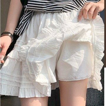 內里安全褲 防走光 白色蓬鬆短裙褲裙半身裙女夏季新款高腰小個子設計感蛋糕裙