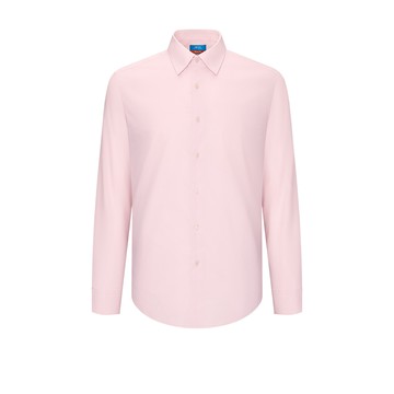 免熨防皺彈性點狀暗紋長袖上班襯衫/草莓奶油色 | 4112113222