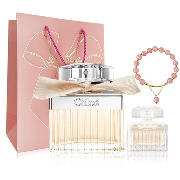 CHLOE 同名女性淡香精愛戀香氛組[(50ml)+(5ml)+幸運草莓晶手鏈]附提袋-情人節獻禮-公司貨