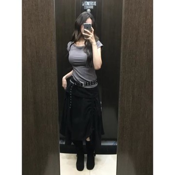 Unique SEI 韓系輕亞復古花印花吊帶上衣顯瘦百搭抽褶半身裙套裝