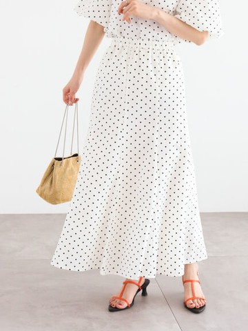 復古圓點紋理感魚尾長裙(FC46L0L0380) - Te chichi
