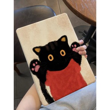 適用于ipad保護套2022帶筆槽air5/4/3書本式pro11可愛小貓2021全包mini6蠶絲紋ipad10/9十代蘋果10.2寸平板殼