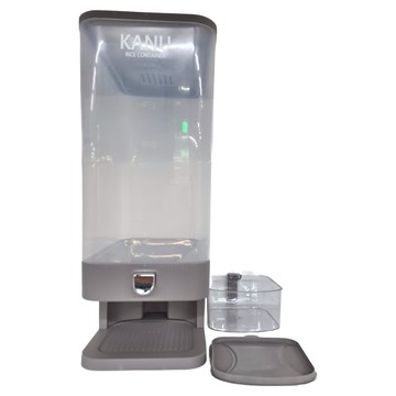 KANU KITCHEN 透明按壓式米桶 淨重1.6kg 10kg  1個  16.8 x 41.8cm  淺咖色