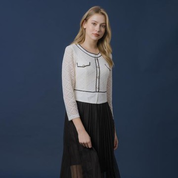 【YUTZUYA 優姿雅】小香名媛高彈蕾絲拼接網紗長洋裝