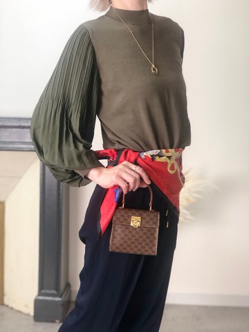 【日本直送 名牌古著包】CELINE  સリーヌ Macadam 側背包 棕色 Gancini PVC皮革 2way 迷你包 Old 7xvdb2