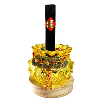 財神小舖 一直炭 五帝錢袋聚寶盆 WN-2001-1  開運黃  1個