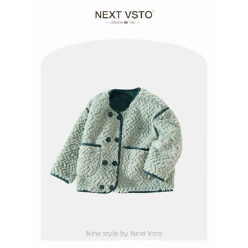 英國NEXT VSTO女童羊羔絨外套秋冬新款洋氣女寶寶加絨保暖毛毛衣
