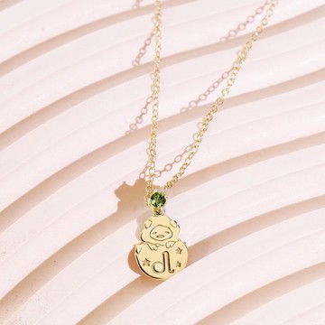 【客製化禮物】Gudetama星座系列-蛋黃哥獅子座誕生石純銀項鍊