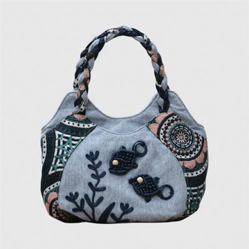 民族風新款中年編織小輕便手提包