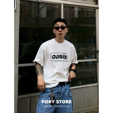 【PORY STORE】韓系復古人像短袖 實拍 韓系 純棉 寬鬆 短袖T恤 男生短袖 上衣