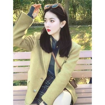 短款毛呢外套女秋冬2026新款赫本風羊毛加厚西裝上衣女高級感時尚