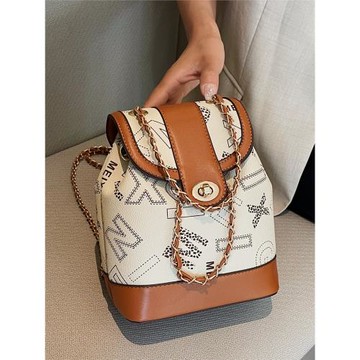 字母印花水桶雙肩包超火的小背包