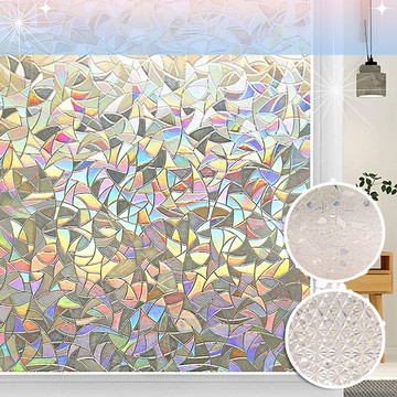 3d炫彩半透明靜電玻璃貼膜(60x200cm) 窗戶貼紙 隔熱 馬賽克貼膜 浴室玻璃貼 窗貼 辦公室
