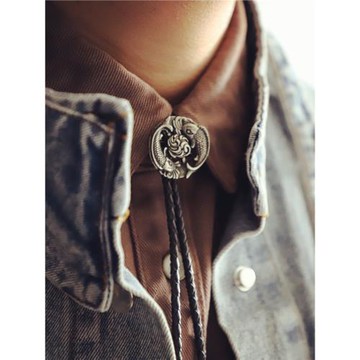 雙魚戲珠 銅質手鑄雕刻波洛領帶 男 皮繩BOLOTIE復古西部領繩