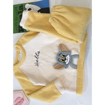 新款搖粒絨睡衣女秋冬學生少女可愛加肥加大碼加厚保暖珊瑚絨套裝