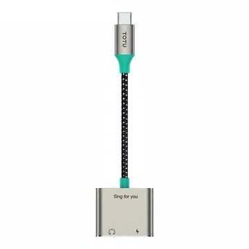 TOTU 拓途 Type-C轉接頭轉接線音頻轉接器 Type-C轉Type-C充電+3.5mm耳機孔 鋁合金+TPE+尼龍編織 30W Max  AD-5  1個
