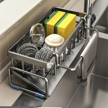 廚房置物架瀝水架抹布收納水龍頭洗菜池洗碗水槽用品收納