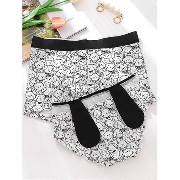 情侶內褲卡通動漫印花可愛軟萌少女三角褲男士平角套裝一對薄款