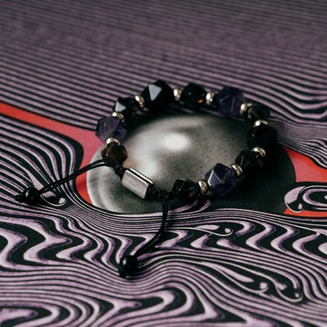 【Montagne｜免運】Black Lily｜紫水晶。黑曜石。茶水晶｜編織手鍊