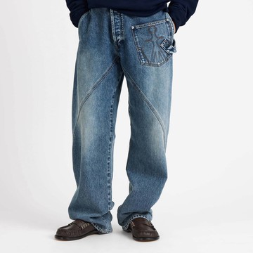 Mid-blue twisted-denim jeans
