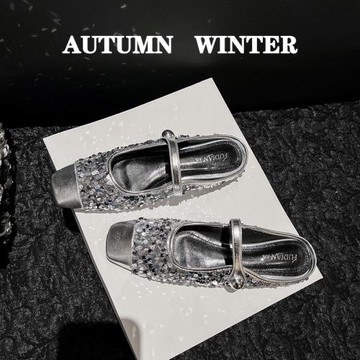 法式銀色包頭半拖鞋女夏外穿夏天女士外出水鉆平底大碼女鞋41一43