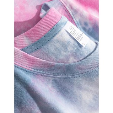 重磅白粉蘭扎染設計純棉短袖T恤男 夏季舒適顯白寬松休閑體恤上衣