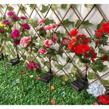 戶外庭院太陽能花燈裝飾地插燈仿真映山紅太M陽能杜鵑花園防水室