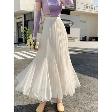 兩面穿魚尾裙不規則百褶網紗半身裙女a字2025新款春高腰超仙裙子